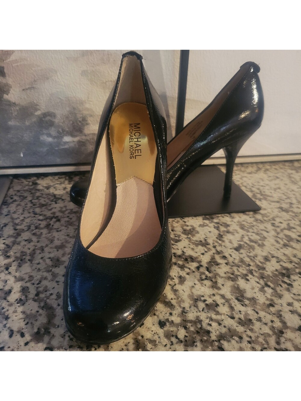 Michael Kors MK Flex Round-Toe Pumps Black Patent Leather - Size 7 Stiletto